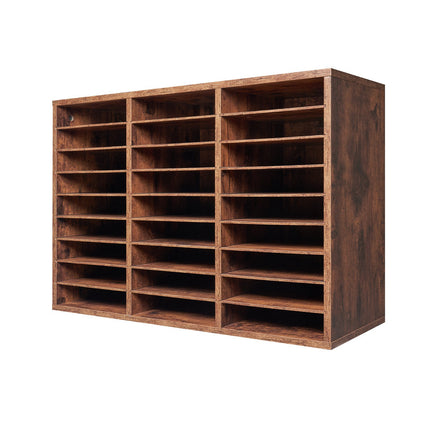 27-Compartment Literature Organizer, Removable Shelves, Brown