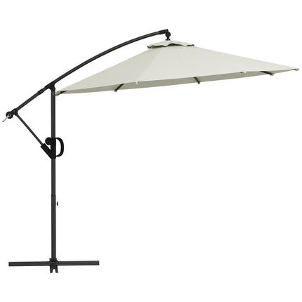 Cantilever patio umbrella, 293 Cm, cream, with cross base and tilt