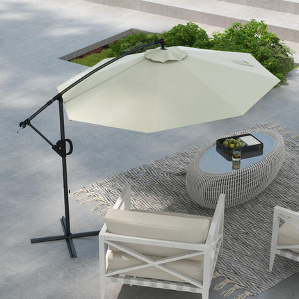 Cantilever patio umbrella, 293 Cm, cream, with cross base and tilt