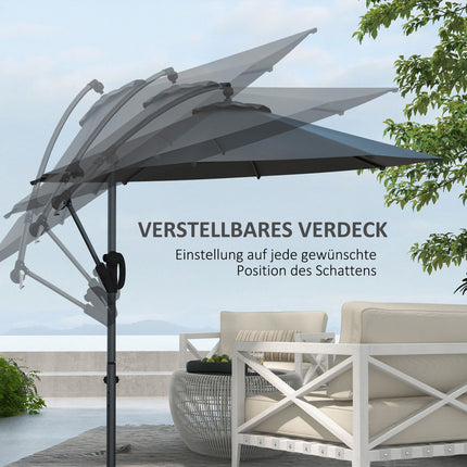 Cantilever patio umbrella, Ø293 Cm, Crank & Tilt, Cross Base