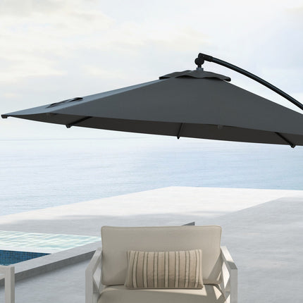 Cantilever patio umbrella, Ø293 Cm, Crank & Tilt, Cross Base