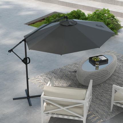 Cantilever patio umbrella, Ø293 Cm, Crank & Tilt, Cross Base