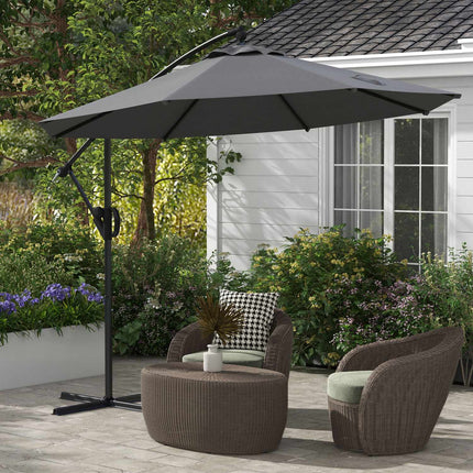 Cantilever patio umbrella, Ø293 Cm, Crank & Tilt, Cross Base