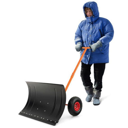29-Inch Snow Pusher, Adjustable Handle, 10-Inch Wheels