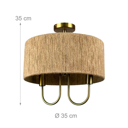2-Bulb Ceiling Lamp, Paper Cord & Bronze Finish