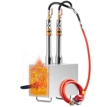 2-Burner Portable Propane Forge, 2600F, Square Stainless