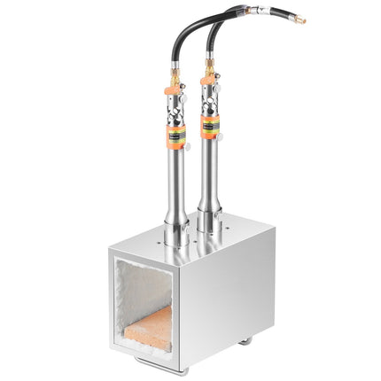 2-Burner Portable Propane Forge, 2600F, Square Stainless