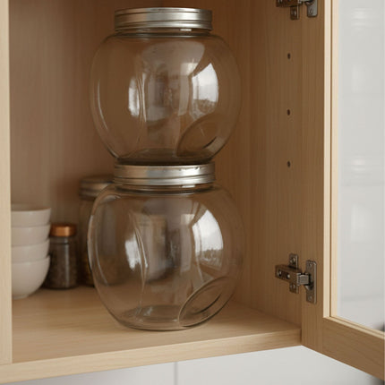 2 Glass Storage Jars, 2L Each, Airtight Lids
