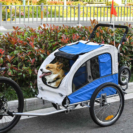 Dog bike stroller and jogging stroller, blue/grey, 155 x 83 x 108 cm
