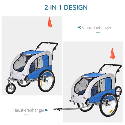 Dog bike stroller and jogging stroller, blue/grey, 155 x 83 x 108 cm