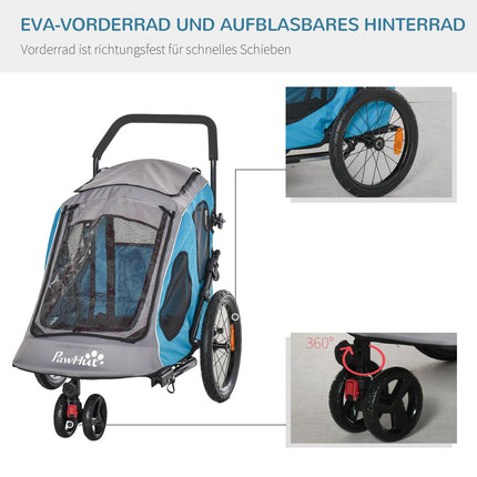 Pet bike stroller, 2-in-1 dog carrier, breathable Oxford fabric