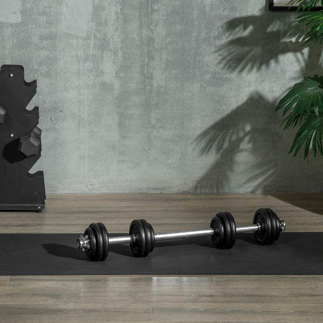Adjustable 30 kg dumbbell set with 12 weight plates
