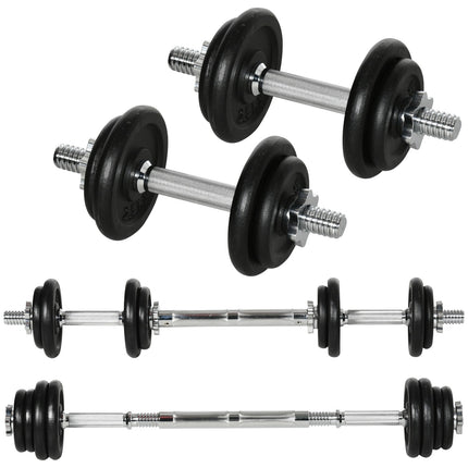 Adjustable dumbbell and barbell set, 20 kg, anti-slip