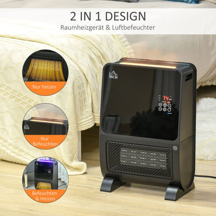 Electric 2-in-1 fan heater and humidifier, remote control, 2000W