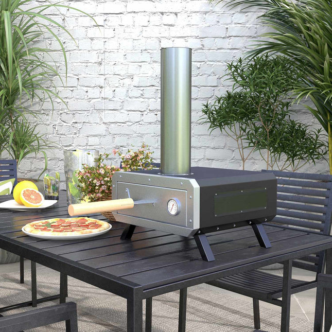 Outdoor 2-in-1 pizza oven with stone and shell for BBQ Grill