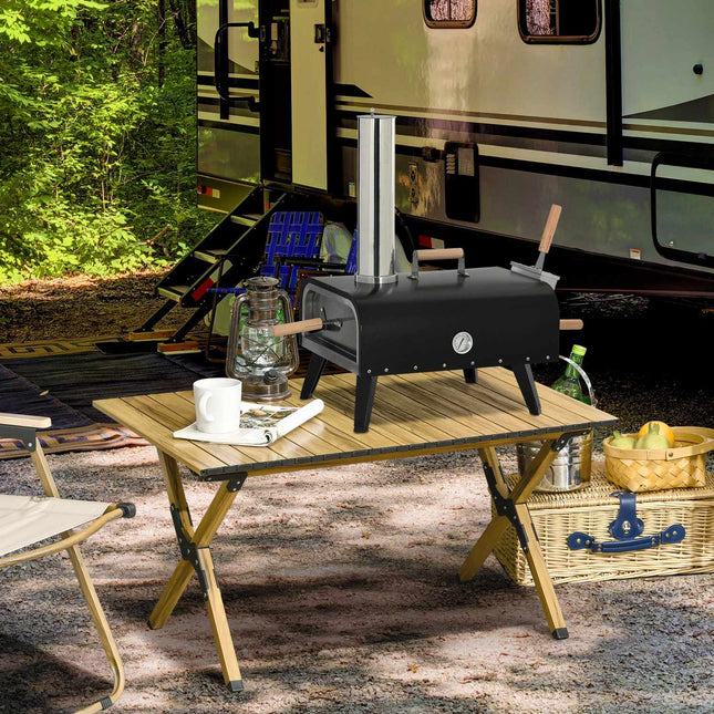 Outdoor 2-in-1 wood-fired pizza oven, with stone and shell