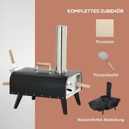 Outdoor 2-in-1 wood-fired pizza oven, with stone and shell