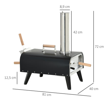 Outdoor 2-in-1 wood-fired pizza oven, with stone and shell