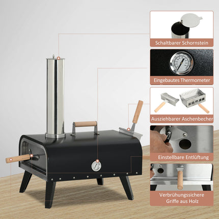 Outdoor 2-in-1 wood-fired pizza oven, with stone and shell