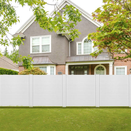 2 PCS. Garden fence with posts and protective caps, 124 cm high, PVC privacy fence, plug-in fence, white