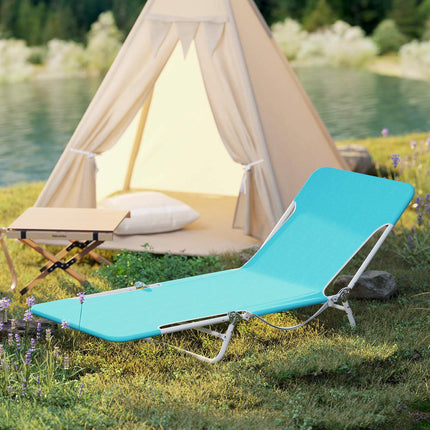2-Pack Folding Chaise Lounge Chairs, 5-Position, Blue
