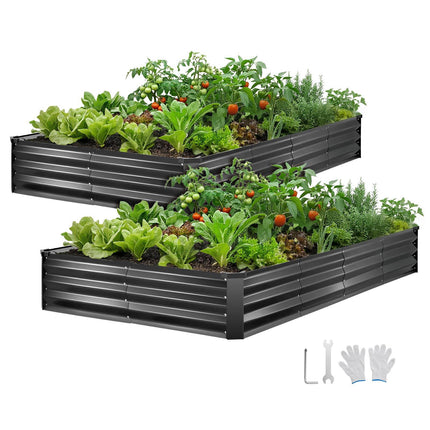 2 Pack Galvanized Raised Garden Beds, 8x4x1 ft