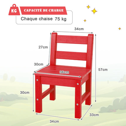 2-Pack Kids Learning Chairs with Backrest, HDPE, Red