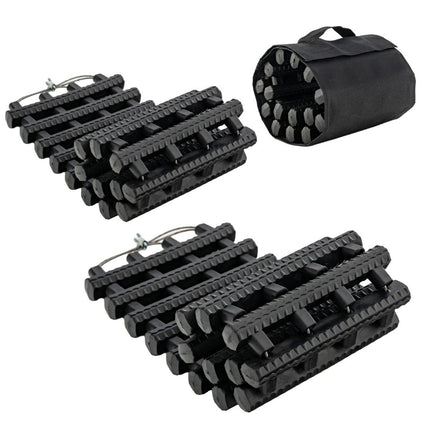 2 Pack Tire Traction Mats with Bag Emergency Traction Aid Black 61.5 x 21 x 2.8 cm