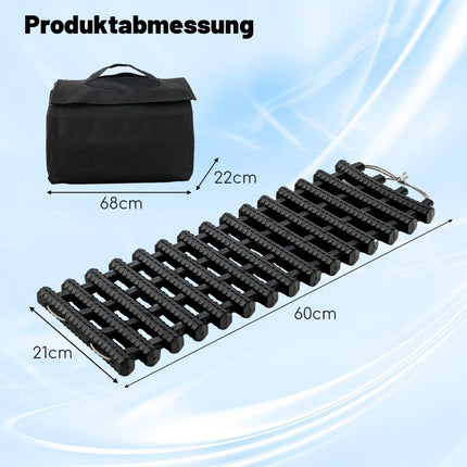 2 Pack Tire Traction Mats with Bag Emergency Traction Aid Black 61.5 x 21 x 2.8 cm