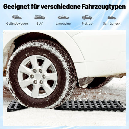 2 Pack Tire Traction Mats with Bag Emergency Traction Aid Black 82 x 21 x 2.8 cm
