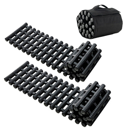 2 Pack Tire Traction Mats with Bag Emergency Traction Aid Black 98 x 21 x 2.8 cm