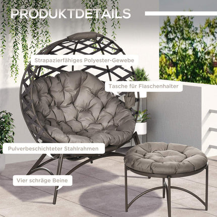 Garden chair set, wicker with folding seat and cushions