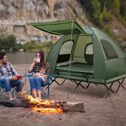 2-Person Camping Tent Cot Set With Air Mattress