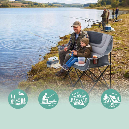 2-Person Folding Camping Chair – Carry Bag, Cup Holders