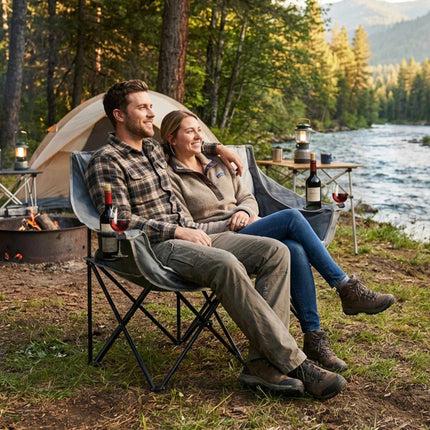 2-Person Folding Camping Chair – Carry Bag, Cup Holders