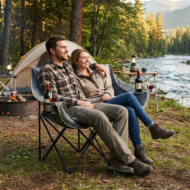 2-Person Folding Camping Chair – Carry Bag, Cup Holders