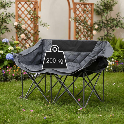 2-Person Folding Camping Chair with Cup Holder