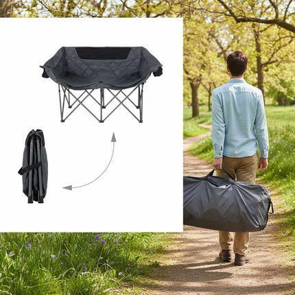 2-Person Folding Camping Chair with Cup Holder
