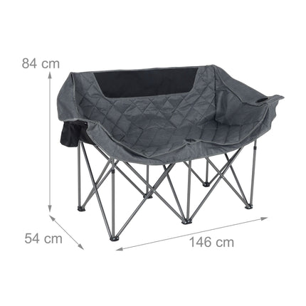 2-Person Folding Camping Chair with Cup Holder