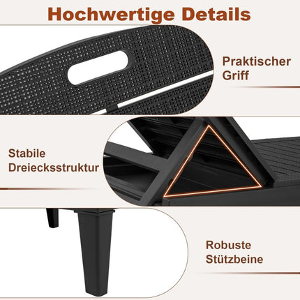 2-Piece Adjustable Reclining Sun Lounger Set, Black, Weatherproof