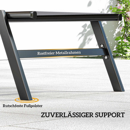 2-Piece Adjustable Sun Lounger Set with Side Table, Grey