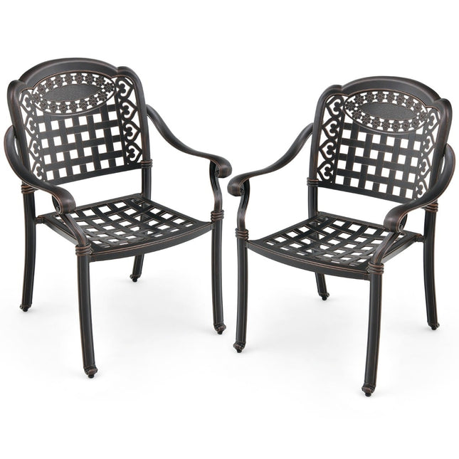 2-Piece Aluminum Stackable Garden Chairs with Armrests