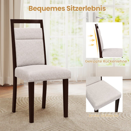 2-Piece Beige Dining Chairs, Padded Seat & Back, Wood Frame