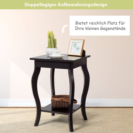 2-Piece Brown Side Tables with Shelves for Living Room