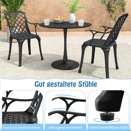 2-Piece Cast Aluminum Patio Chairs, Black, Weatherproof