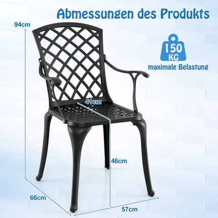 2-Piece Cast Aluminum Patio Chairs, Black, Weatherproof