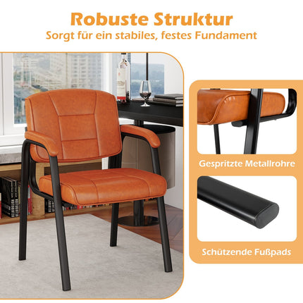 2-Piece Conference Chairs Set with Padded Armrests, Brown
