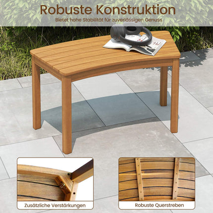 2-Piece Curved Acacia Wood Outdoor Bench Set