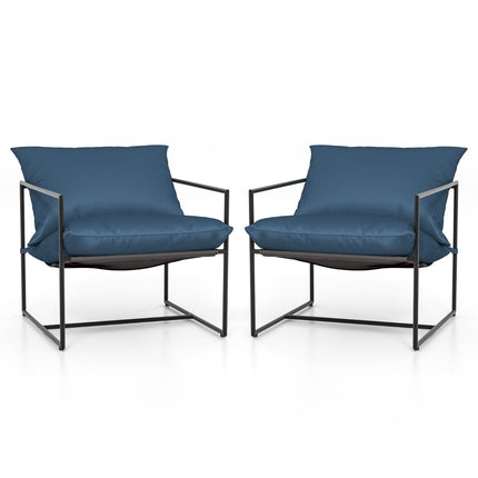 2-Piece Ergonomic Sling Chair Set with Cushions, Metal Frame