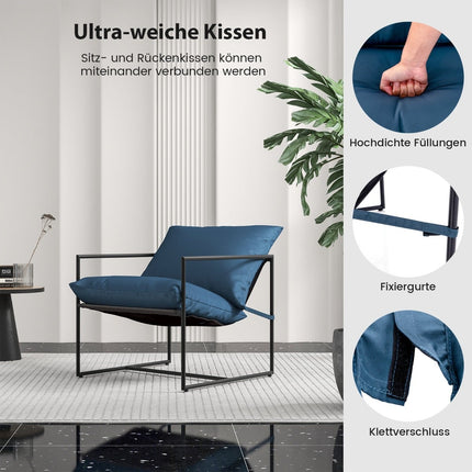 2-Piece Ergonomic Sling Chair Set with Cushions, Metal Frame